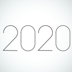 New year 2020. Halftone dots in linear form .vector