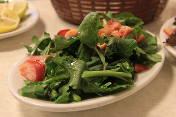 delicious fish and salads on presentation plate