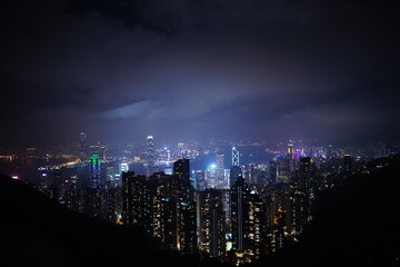 Night cityscape of Hong Kong from Victoria peak