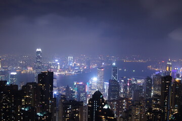 Fototapeta na wymiar Night cityscape of Hong Kong from Victoria peak