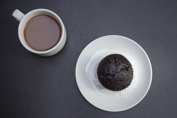 cup of coffee with chocolate cupcakes