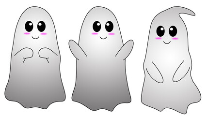 Ghost Illustration Character on Halloween on white background