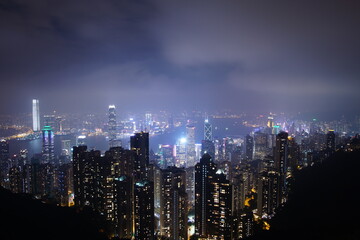 View of Victoria Harbour in Hong Kong from the Peak