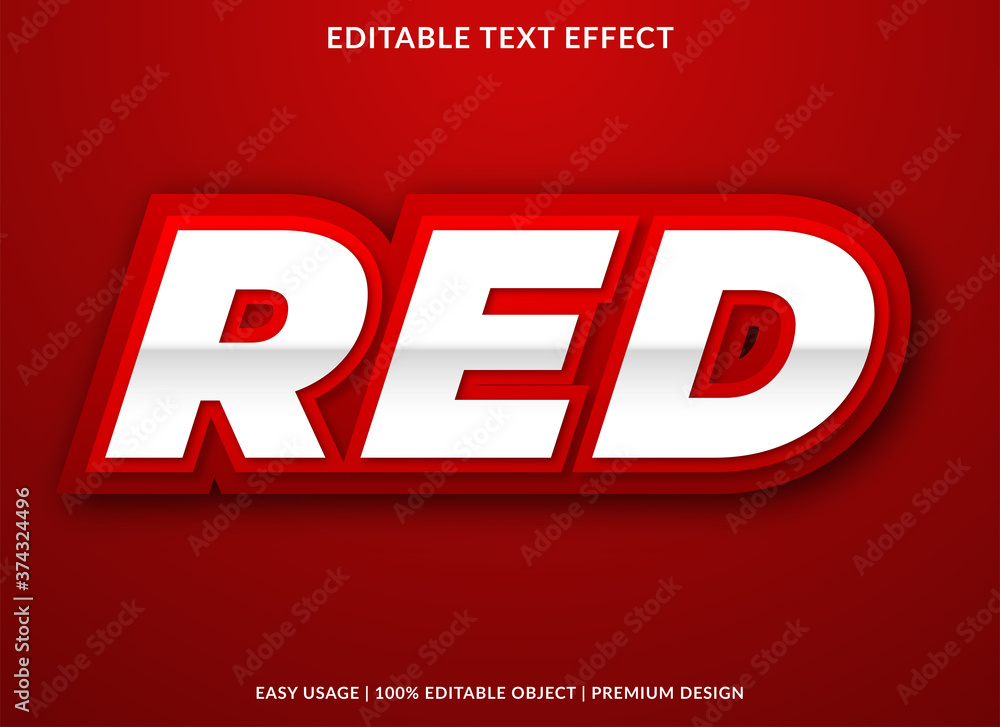 Poster red text effect template with abstract style and bold concept use for business logo or product brand