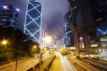Fototapeta na wymiar Hong Kong : Cityscape at night with light trails