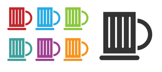 Black Wooden beer mug icon isolated on white background. Set icons colorful. Vector Illustration.
