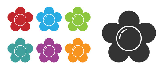 Fototapeta na wymiar Black Flower icon isolated on white background. Set icons colorful. Vector Illustration.