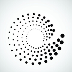 Radial halftone dots in Circle Form for comic books . fireworks Explosion background . Vector Illustration . Starburst
 round Logo . Circular Design element . Abstract Geometric star rays . Sunburst .