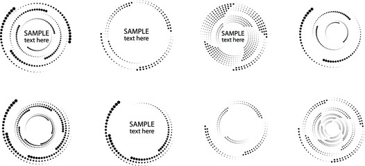 Radial halftone dots in Circle Form for comic books . fireworks Explosion background . Vector Illustration . Starburst
 round Logo . Circular Design element . Abstract Geometric star rays . Sunburst .