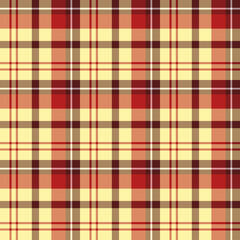 Seamless pattern in positive light yellow, red and brown colors for plaid, fabric, textile, clothes, tablecloth and other things. Vector image.