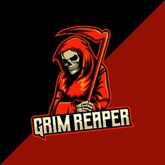 Grim Reaper mascot logo template. perfect for t-shirt/apparel, merchandise, gaming logo, pin design, etc