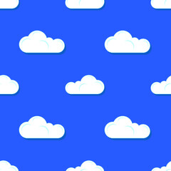 seamless pattern with clouds on blue sky