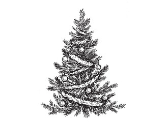 Christmas tree. Hand drawn illustration.	
