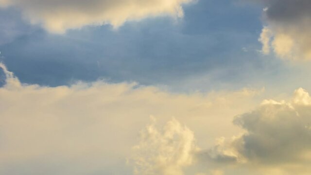 Footage 4k Timelapse, Open sky cloud cotton background blue outdoor moving cloud cluster swirling upward, Cloud is moving and transforming fast in a deep clear blue sky overland.