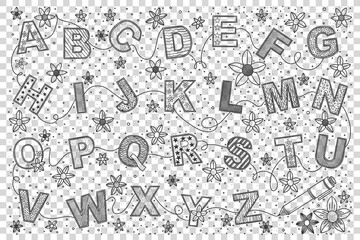 English alphabet doodle set