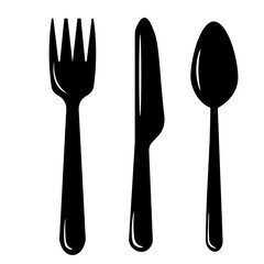 Cooking tools. Black and white vector on a white background. For logos, icons, menus and brochures.