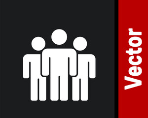 White Users group icon isolated on black background. Group of people icon. Business avatar symbol - users profile icon. Vector.