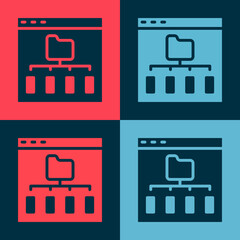 Pop art Browser files icon isolated on color background. Vector.