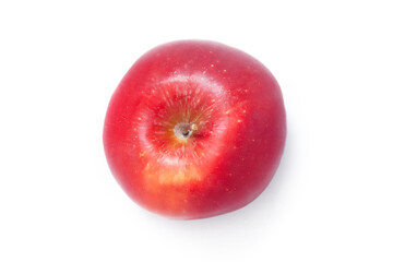 Top view of rip red apple isolated on white background. Fresh organic apple fruit. Clipping path.