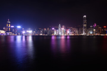Fototapeta na wymiar Hong Kong night view along Victoria Harbor