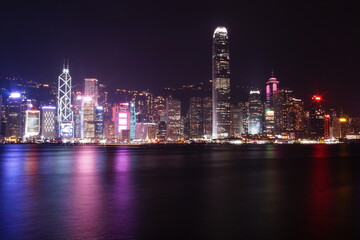 Fototapeta na wymiar Hong Kong night view along Victoria Harbor