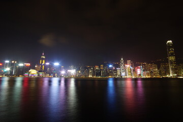 Naklejka na ściany i meble Hong Kong night view along Victoria Harbor