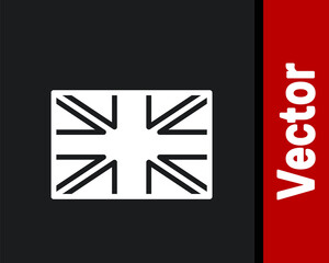 White Flag of Great Britain icon isolated on black background. UK flag sign. Official United Kingdom flag. British symbol. Vector.