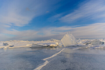 Winter siberian landscape with view on sky