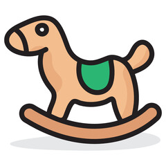 
Kids class plaything, flat icon of rocking horse vector design 
