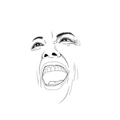 Drawing of smiling face with open mouth