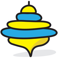 
Spinning top icon in flat design, childhood accessory 
