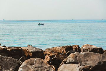 fishermen at work on the Ligurian coast