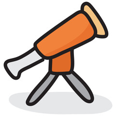 
Icon of telescope, an optical instrument in flat design
