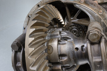 The car gearbox was disassembled for repair in the workshop