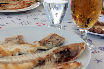 delicious fish and salads on presentation plate