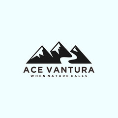 abstract mountain logo. river icon