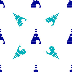 Blue The Tsar bell in Moscow monument icon isolated seamless pattern on white background. Vector.