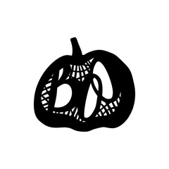 Laser cutting template pumpkin for Halloween. Lettering silhouette pattern. Die Cut vector. Cardmaking. EasyPrintPD