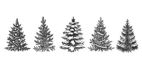 Christmas tree. Hand drawn illustration.	
