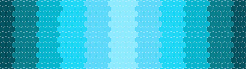 Fototapeta premium Abstract seamless turquoise aquamarine color gradient mosaic tile made of hexagonal geometric hexagon print texture background banner panorama 