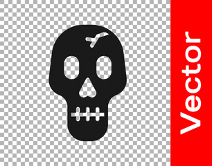 Black Skull icon isolated on transparent background. Happy Halloween party. Vector.