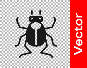 Black Beetle bug icon isolated on transparent background. Vector.