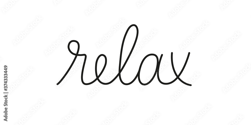 Wall mural relax phrase handwritten by one line. mono line vector text element isolated on white background.