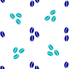 Blue Coffee beans icon isolated seamless pattern on white background. Vector.