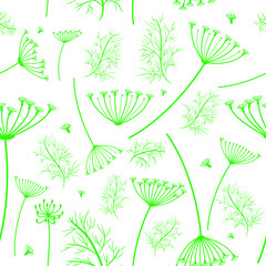 Fototapeta na wymiar Seamless pattern with leaves. Dill with seeds.