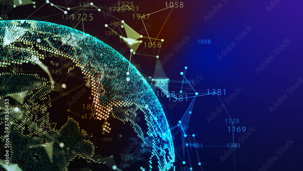 Wall mural earth globe. background with light effect. global international connectivity background. 3d illustra