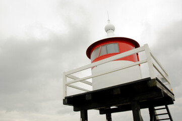 Red and white lighthouse in Denmark