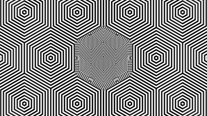 Effect of moire with hexagonal pattern. Optical art. Seamless looping animation. - Powered by Adobe