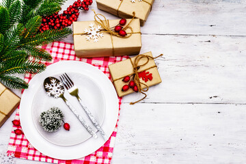 Christmas or New Year zero waste dinner place setting