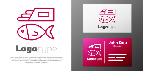 Logotype line Fish and chips icon isolated on white background. Logo design template element. Vector.